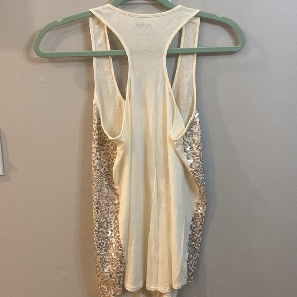 Express Champagne Sequined Razorback Tank - Picture 2 of 7